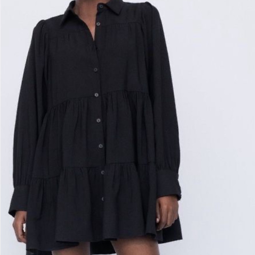 Mini babydoll poplin shirt dress